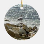 Zeemeeuw en zee keramisch ornament (Achterkant)