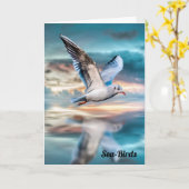 Zeemeeuw en Zee-Vogelgedicht Kaart (Gele Bloem)
