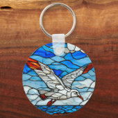 Zeemeeuw glas in lood sleutelhanger (Achterkant)
