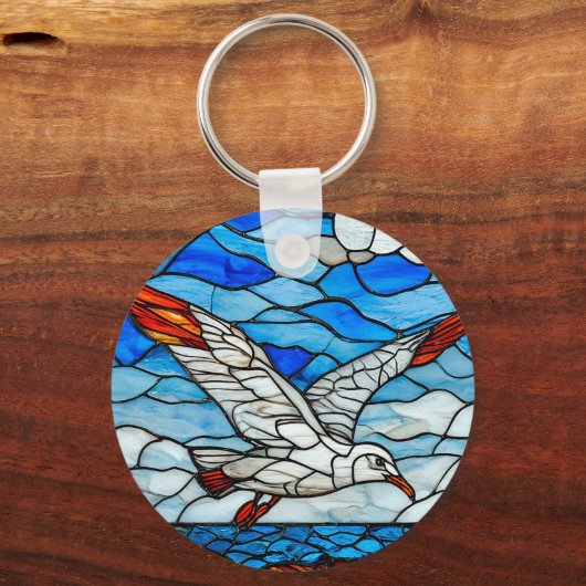 Zeemeeuw glas in lood sleutelhanger (Achterkant)