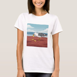 Zeemeeuw Het eten van een Chip op PEI Beach T-Shir T-shirt