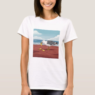 Zeemeeuw Het eten van een Chip op PEI Beach T-Shir T-shirt