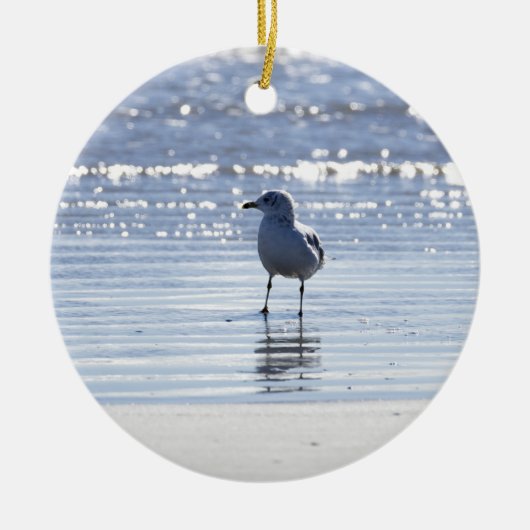 Zeemeeuw in Oceaan Foto Ornament (Voorkant)