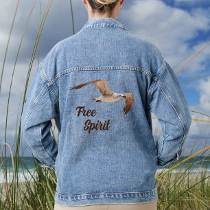 Zeemeeuw in vlucht Fotografische Free Spirit Coast Denim Jacket