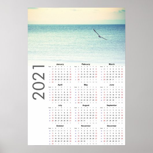 Zeemeeuw Kalender 2021 Poster - Zondag eerst (Voorkant)