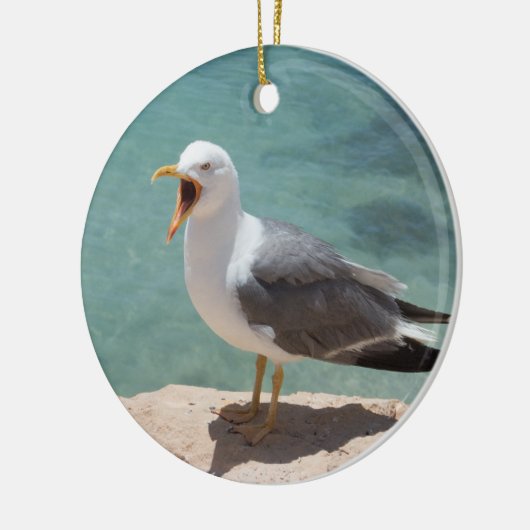 zeemeeuw keramisch ornament (Links)