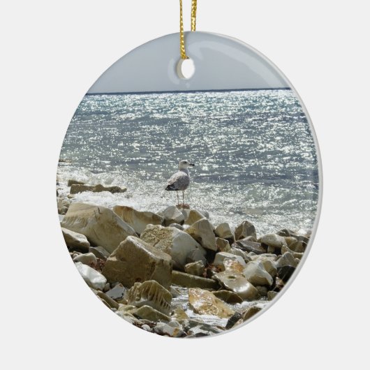 zeemeeuw keramisch ornament (Links)