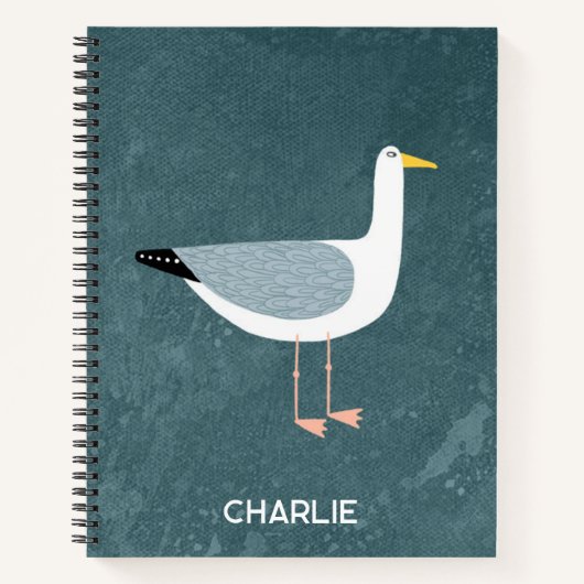 Zeemeeuw kustvogel gepersonaliseerd notitieboek (Voorkant)