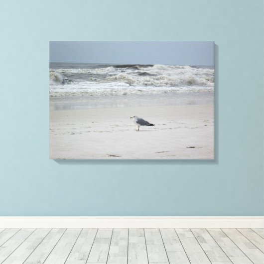 Zeemeeuw langs de oceaan op Canvas (Insitu (Houten vloer))