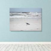 Zeemeeuw langs de oceaan op Canvas Afdruk (Insitu (Houten vloer))