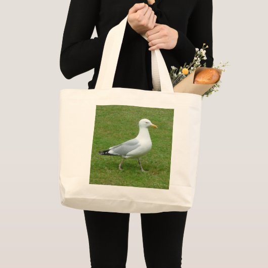 Zeemeeuw loopt in het Park Grote Tote Bag (Voorkant (product))