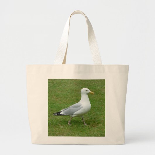 Zeemeeuw loopt in het Park Grote Tote Bag (Voorkant)