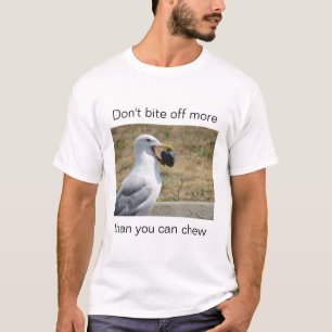 Zeemeeuw met een goed advies, op een T-shirt