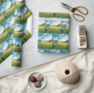 Zeemeeuw met een golfbal cadeaupapier