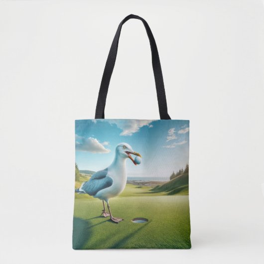 Zeemeeuw met een golfbal in zijn snavel tote bag (Voorkant)