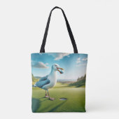 Zeemeeuw met een golfbal in zijn snavel tote bag (Achterkant)