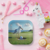 Zeemeeuw met een hole-in-one golfbal papieren bordje (Feest)