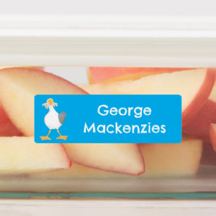 Zeemeeuw met friet cartoon gepersonaliseerd labels