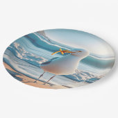 Zeemeeuw met friet papieren bordje (Gekanteld)