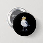 Zeemeeuw met frietjes en Sneakers leuk T-shirt.png Ronde Button 5,7 Cm (Voorkant /achterkant)