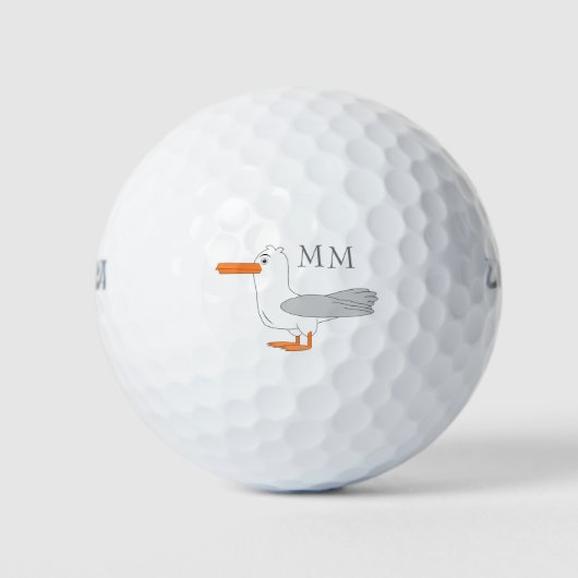 Zeemeeuw ontwerp monogram golfballen (Voorkant)