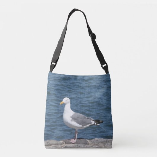 Zeemeeuw op de baai crossbody tas (Achterkant)