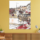 Zeemeeuw op de brug in Hythe Canvas Afdruk (Insitu (Woonkamer))