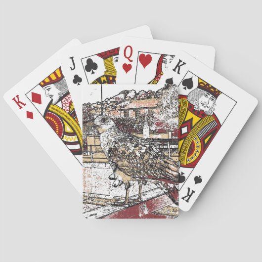 Zeemeeuw op de brug in Hythe Pokerkaarten (Achterkant)