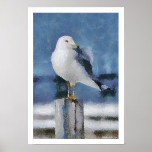 Zeemeeuw op de PostDruk van het Poster