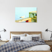 zeemeeuw op dok omwikkeld doek canvas afdruk (Insitu (Slaapkamer))