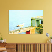 zeemeeuw op dok omwikkeld doek canvas afdruk (Insitu (Woonkamer))