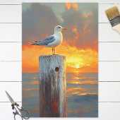 Zeemeeuw op een Pole Sunset Decoupage Tissuepapier