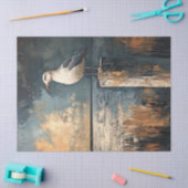 Zeemeeuw op een post olieverfschilderij Art Decoup Tissuepapier (Craft)