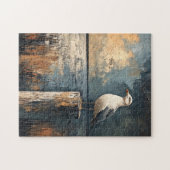 Zeemeeuw op een post olieverfschilderij legpuzzel (Horizontaal)