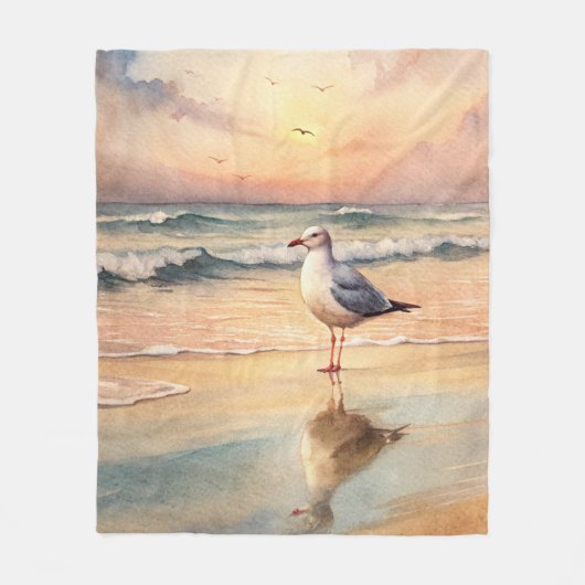 Zeemeeuw op een strand fleece deken (Voorkant)