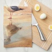 Zeemeeuw op een strand theedoek (Quarter Fold)