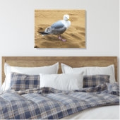 Zeemeeuw op een zandstrand canvas print (Insitu (Slaapkamer))