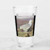 Zeemeeuw op hekpaal glas (Achterkant)