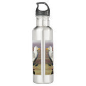 Zeemeeuw op hekpaal waterfles  (Achterkant)