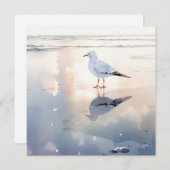 Zeemeeuw op het strand feestdagenkaart (Voorkant / Achterkant)
