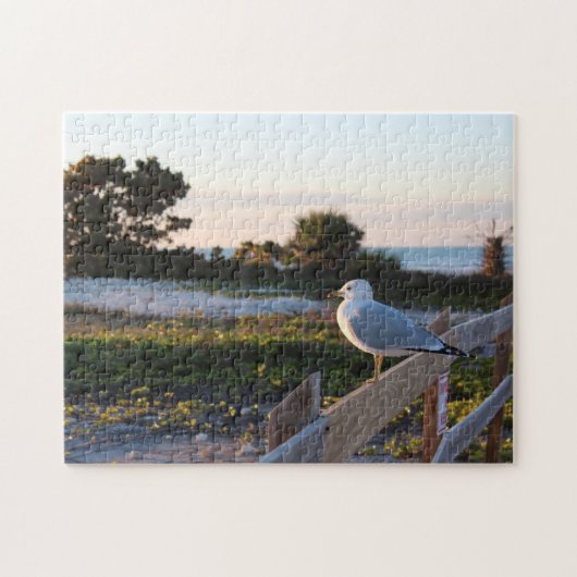 Zeemeeuw op het strand legpuzzel (Horizontaal)