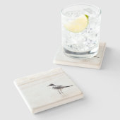 Zeemeeuw op het strand Limestone Onderzetter (Zijkant)