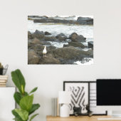 Zeemeeuw op rotsen poster (Thuiskantoor)