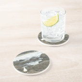 Zeemeeuw op rotsen zandsteen onderzetter (Zijkant)