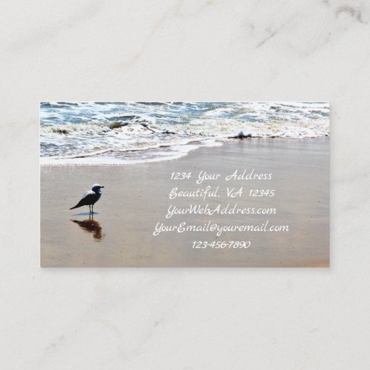 Zeemeeuw reflectie met zand en oceaan strand visitekaartje (Achterkant)