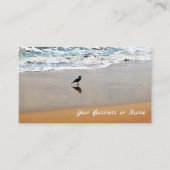 Zeemeeuw reflectie met zand en oceaan strand visitekaartje (Voorkant)