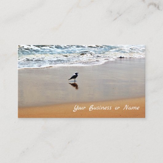 Zeemeeuw reflectie met zand en oceaan strand visitekaartje (Voorkant)
