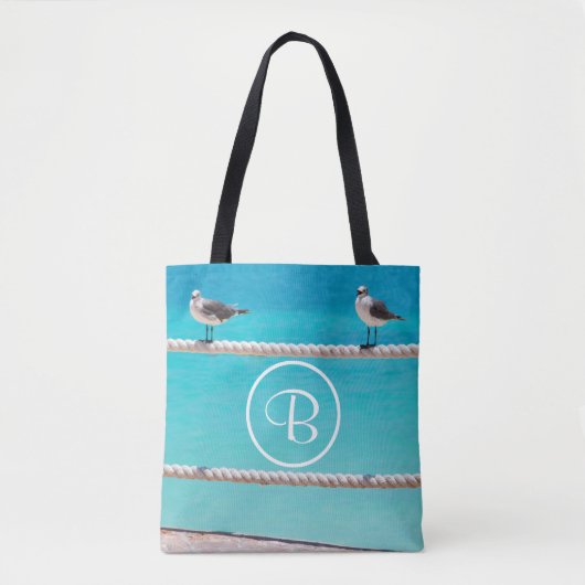 Zeemeeuw strand vogels oceaan foto aangepaste mono tote bag (Voorkant)