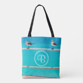 Zeemeeuw strand vogels oceaan foto aangepaste mono tote bag (Achterkant)