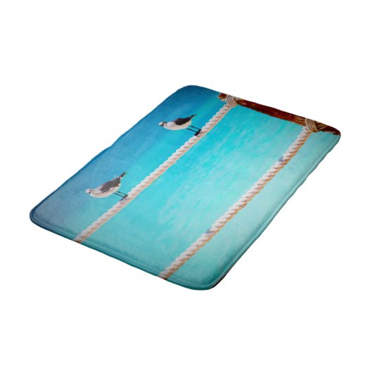 Zeemeeuw strand vogels turquoise oceaan foto kust badmat (Gekanteld)